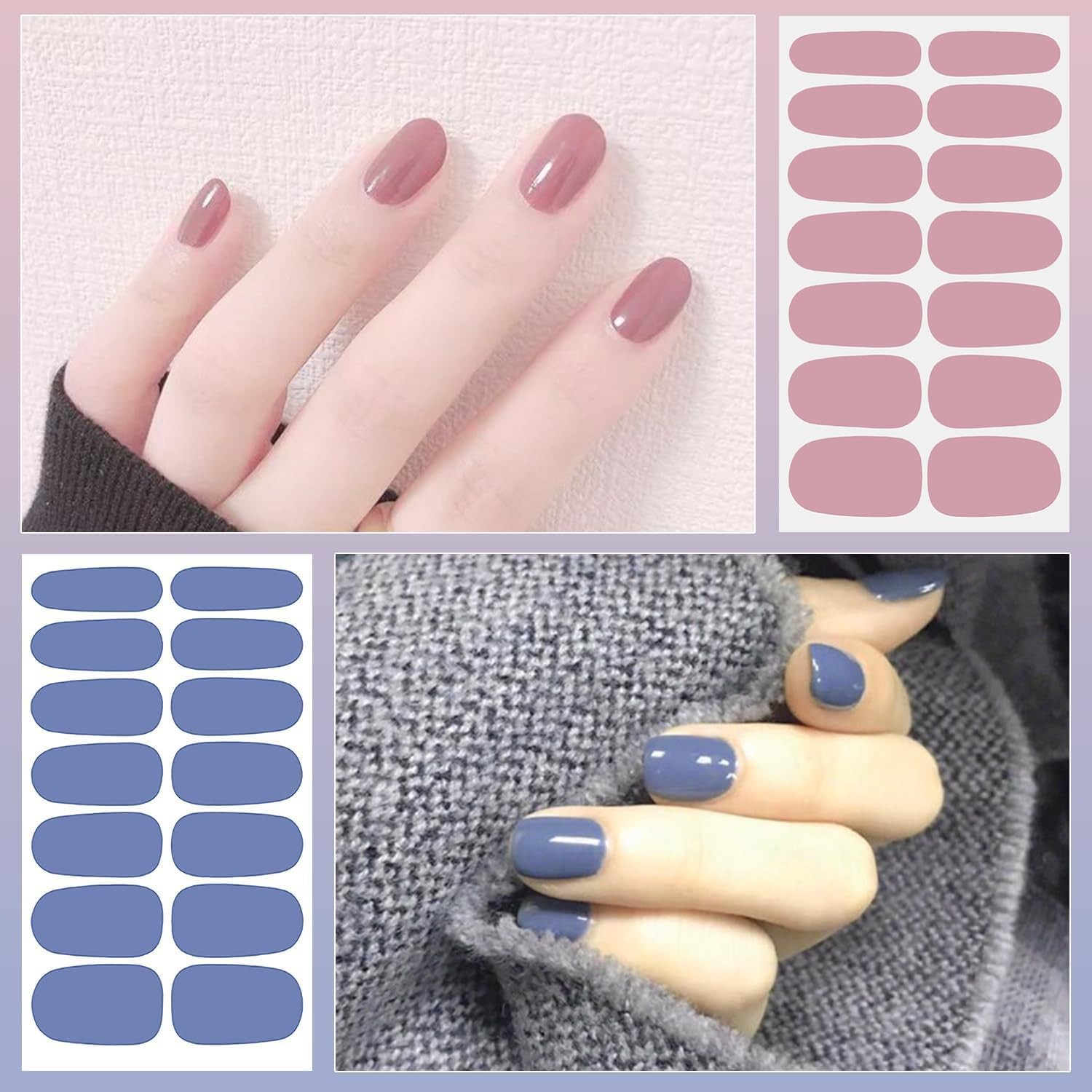 16 Sheets Light Color Nail Polish Strips Stickers,Solid Color Nail Wraps Stic…