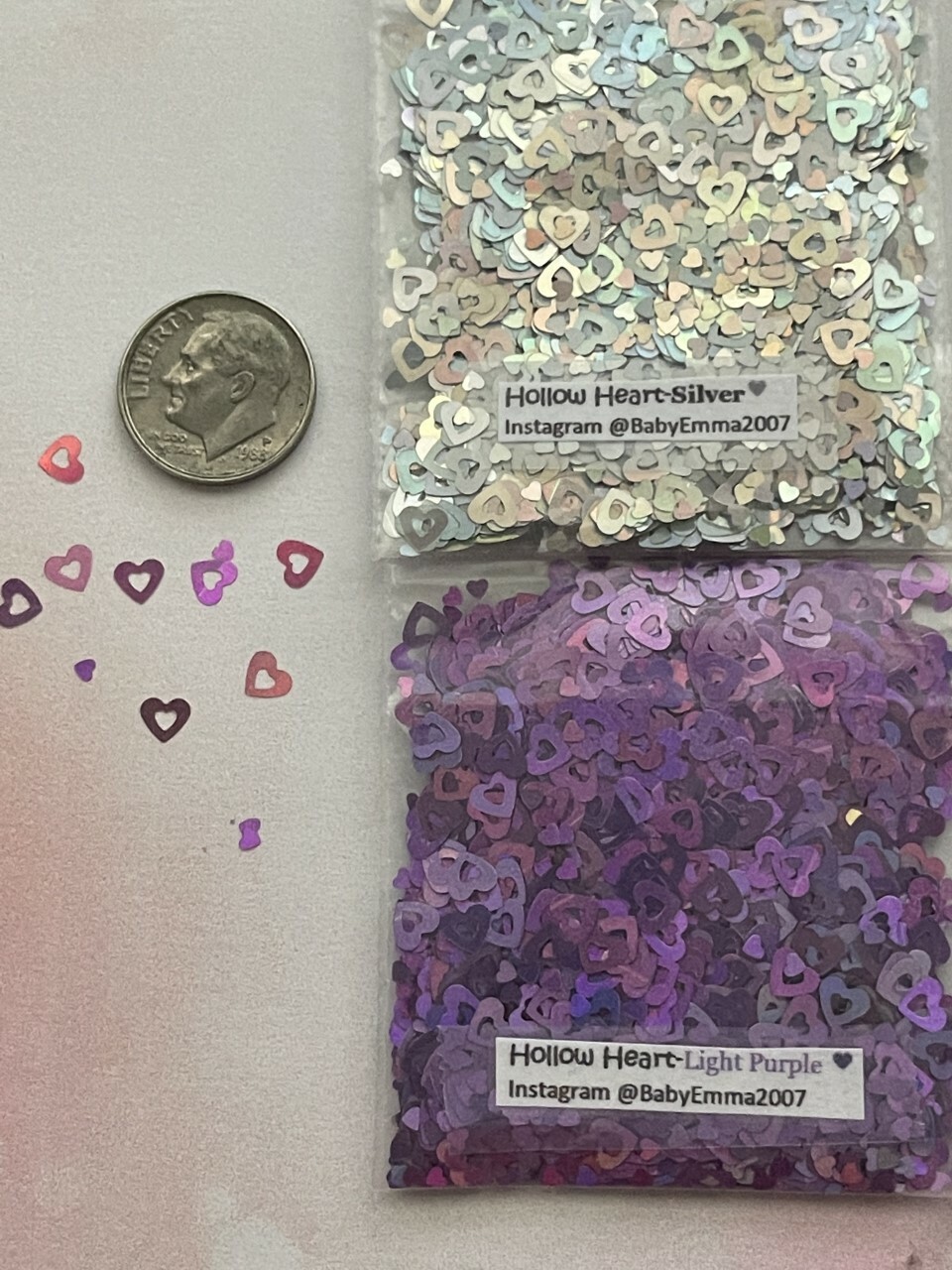 V-Day Holo Heart Shape(Hollow Heart) Glitter-U pick color-Nail Art Face Craft-US