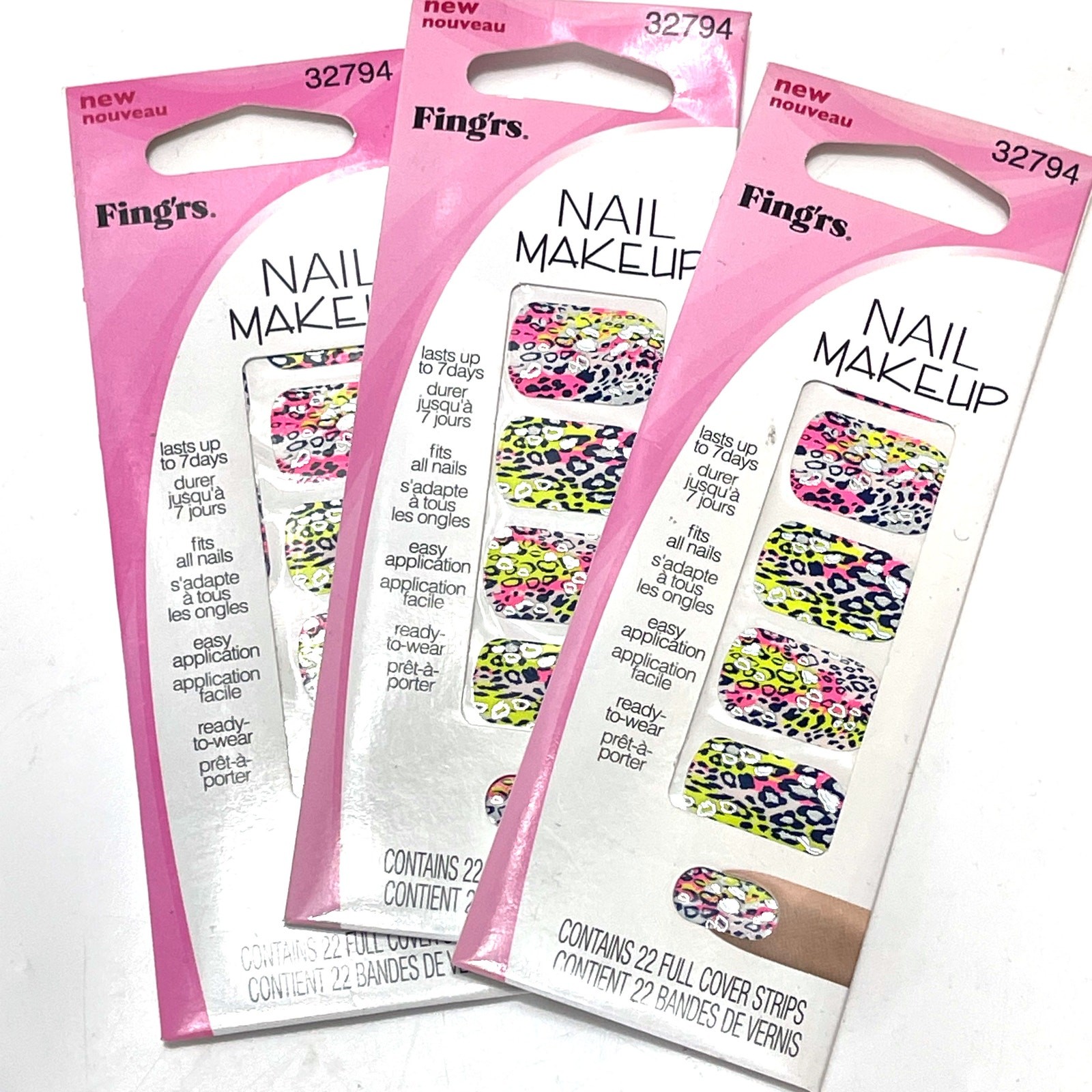 FING’RS NEW Nail Art Stickers Neon Leopard Sets for 3