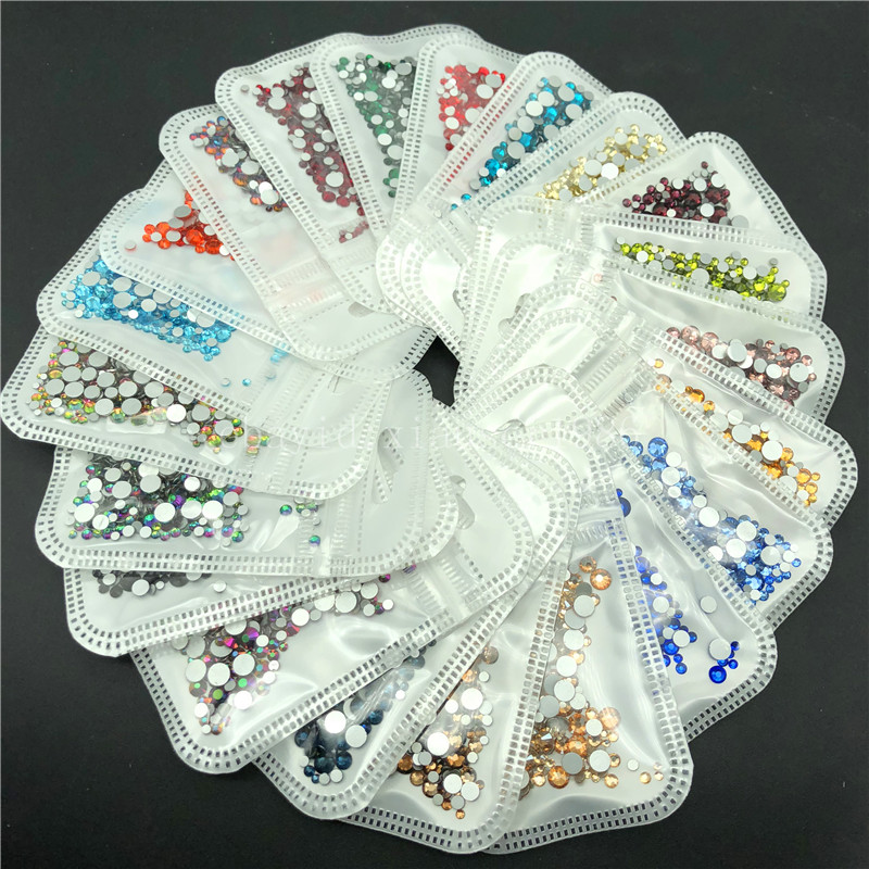 46 colors 2-5mm 400pcs Nail Art Rhinestones Crystal Gems 3D Tips DIY Decoration