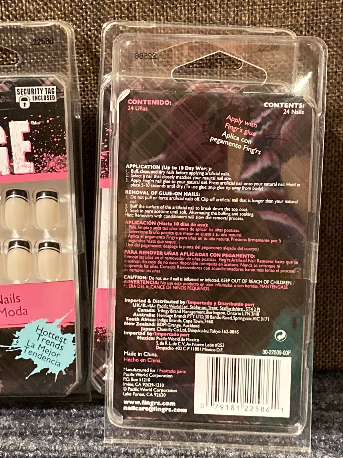 (3-PACKS) FING’RS EDGE Fashion Nails 24 Nails #22586 NO GLUE