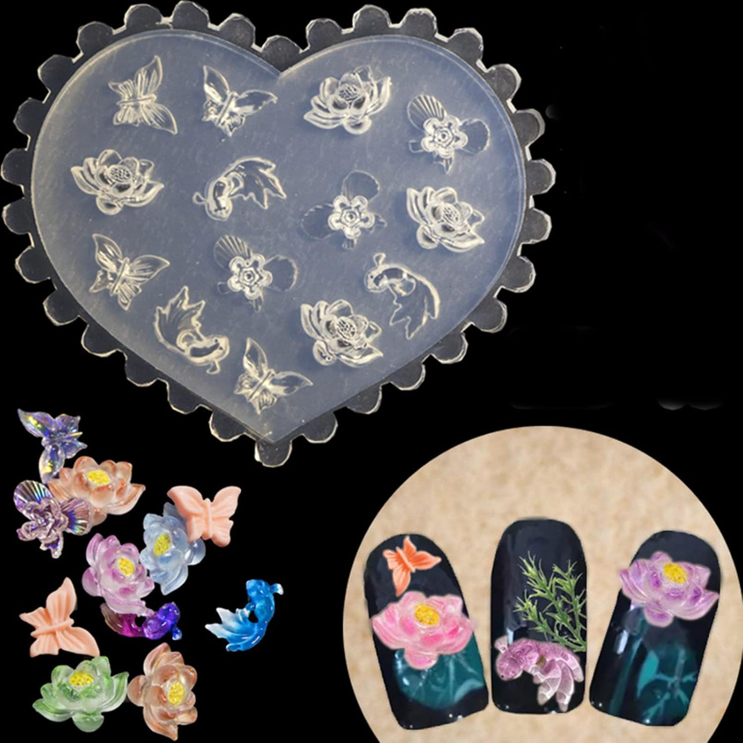 5-Piece 3D Silicone Flower Mold for Nail Art Decorations
