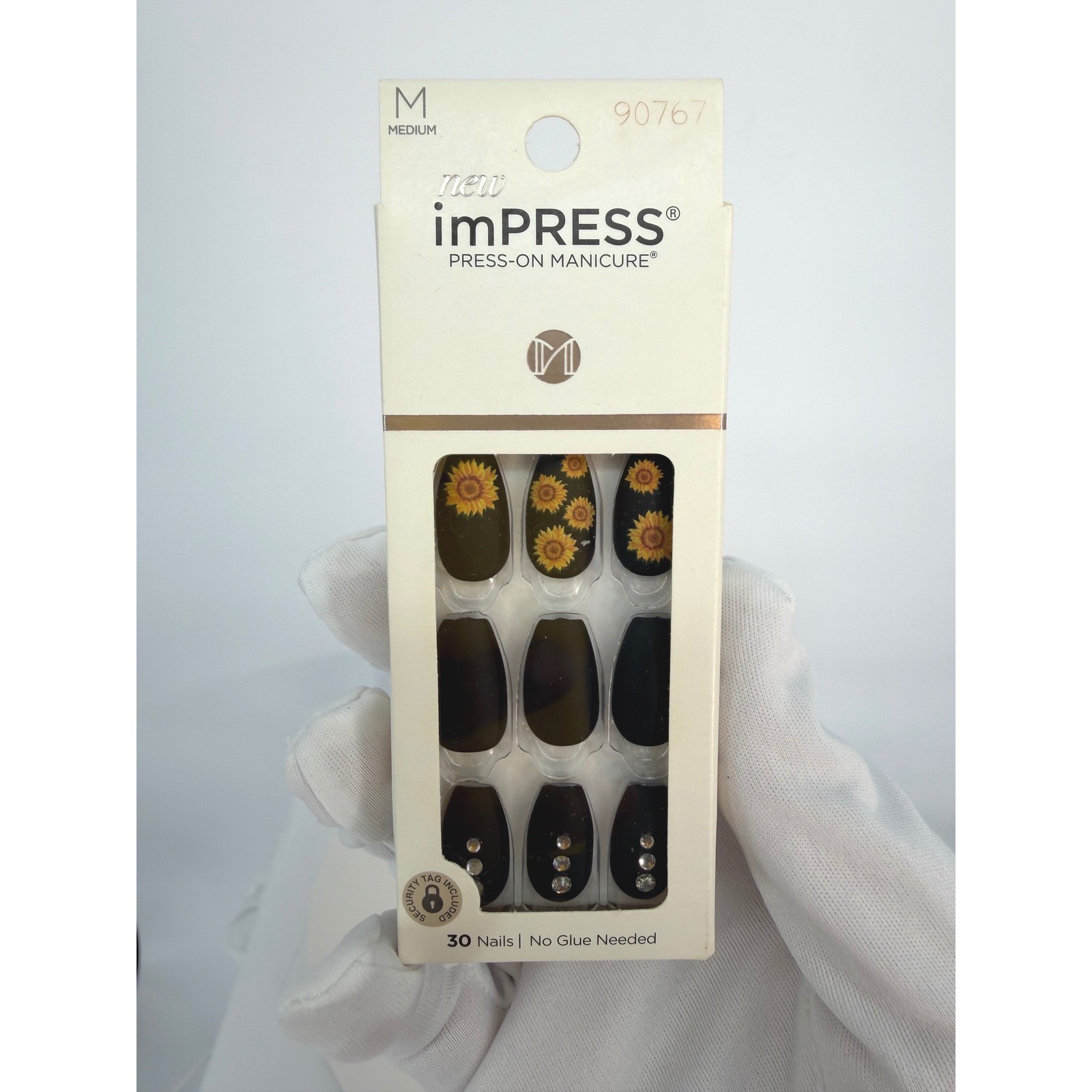 imPRESS Press On Med Nails 30 Count Festival Night Sunflower Rhinestones 93-53