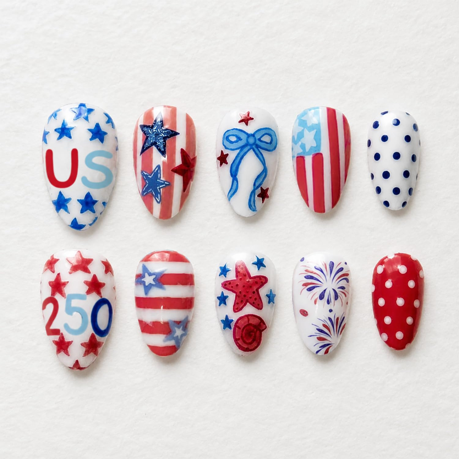 30Pcs Summer Beach Press on Nails Short Almond Fake Nails 3D Shell Starfish ＆Gol