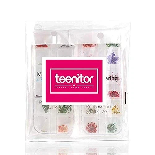 Teenior 24 Colors Nail Dried Flowers, 3D Nail Art Sticker for Tips Manicure D…