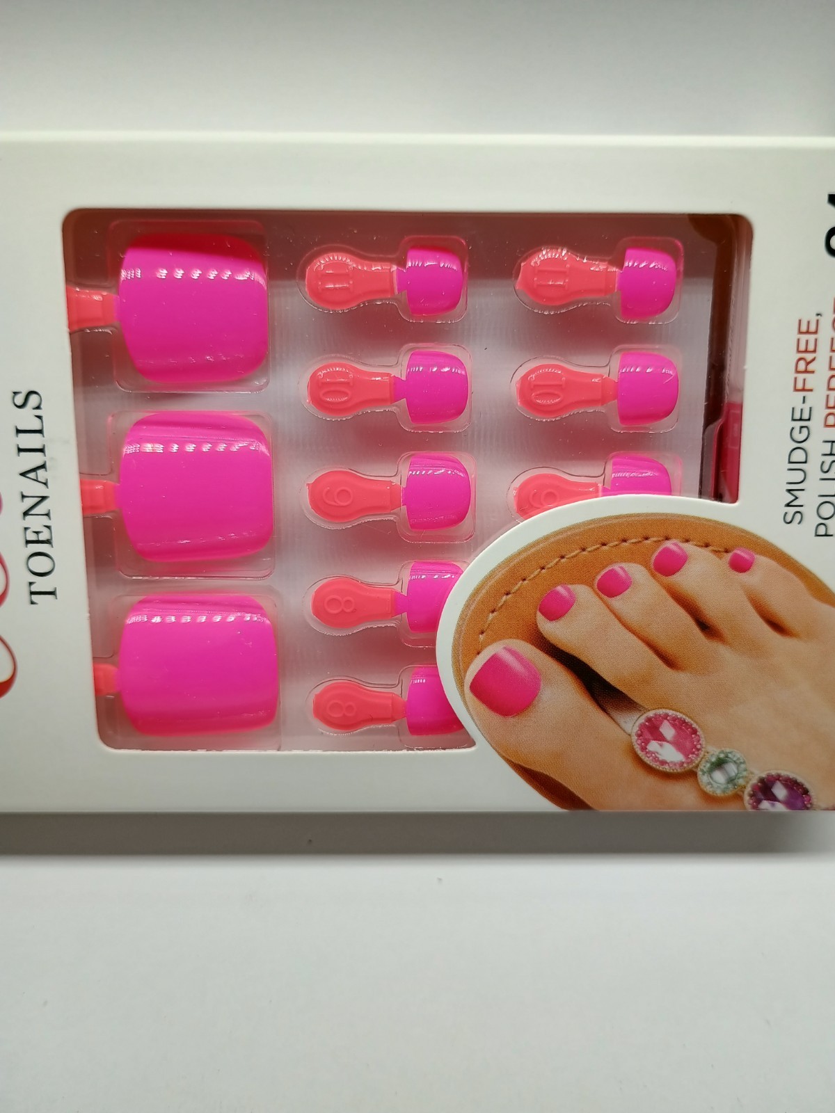 Kiss Salon Color Glue-on Pedicure False Toe Nails – Neon Pink (Pack of 1)