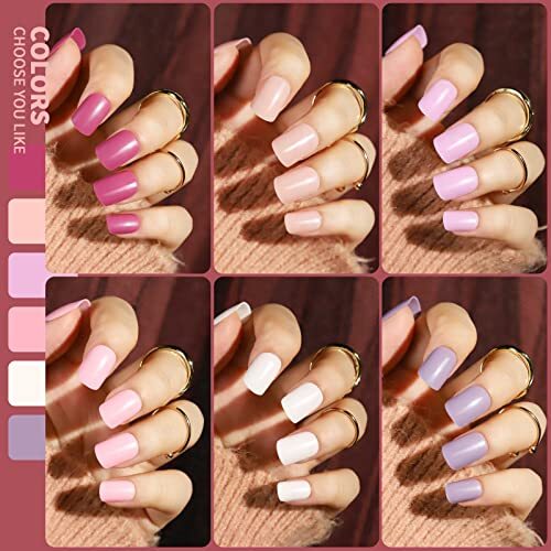 288 Pcs Short Square Press On Nails Artificial Acrylic False Nails w/ Nail Glue