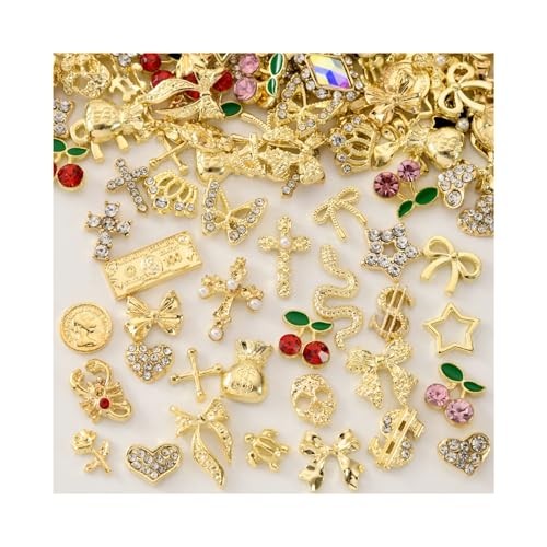 100Pcs Nail Charms and Gems Charms for Nails Design Charms for 100 Pcs Gold