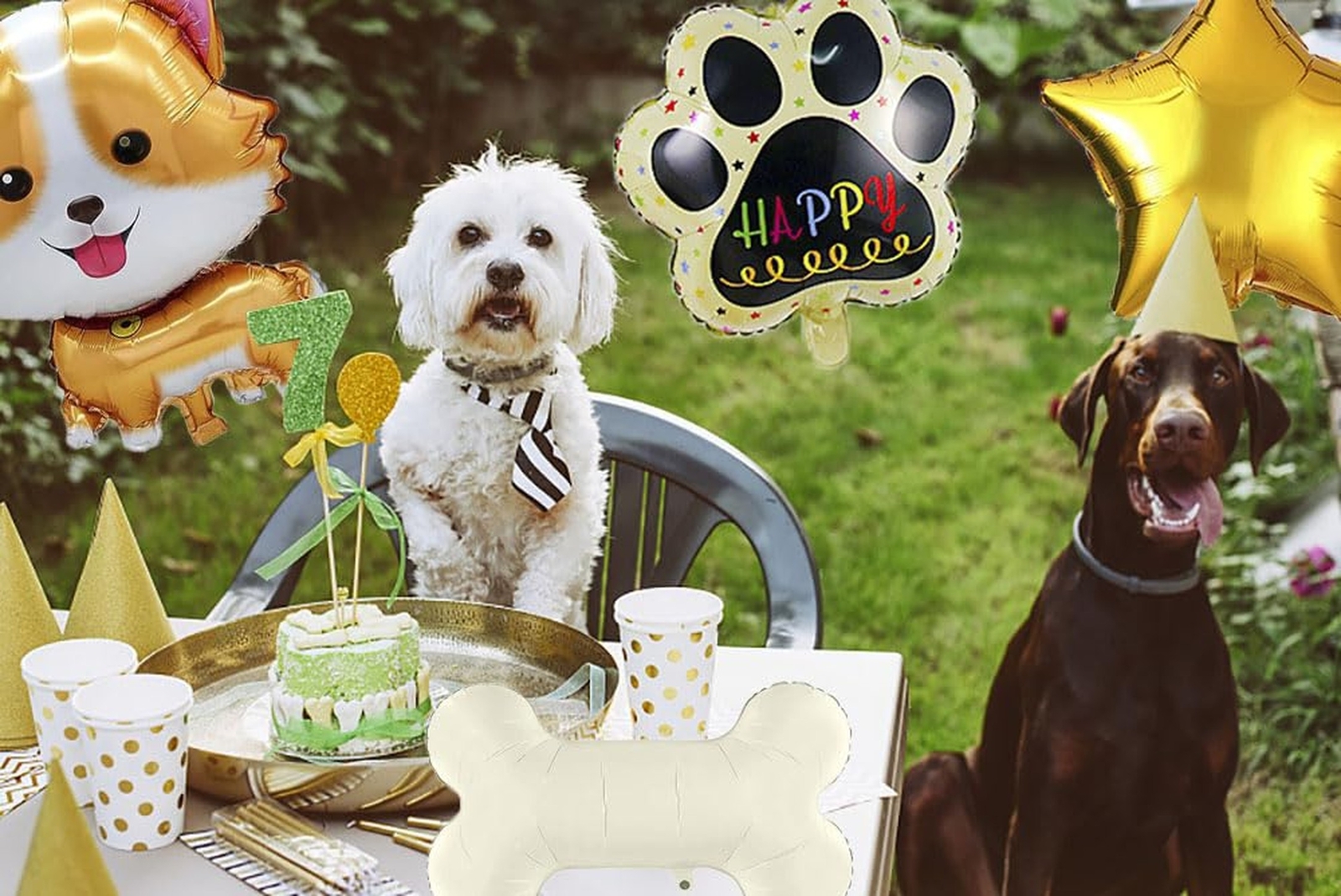 6pcs Cute Husky Dog Balloons, Dog Bone Paw Print Mylar Foil Balloon for Husky…