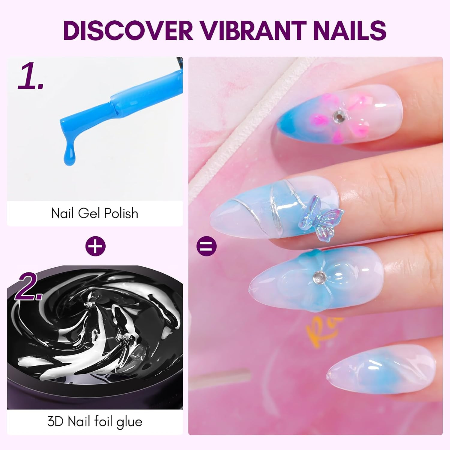 3D Nail Gel: 8 Ml Nail Foil Glue, Transfer Gels Adhesive for Linear, Shell, Ripp