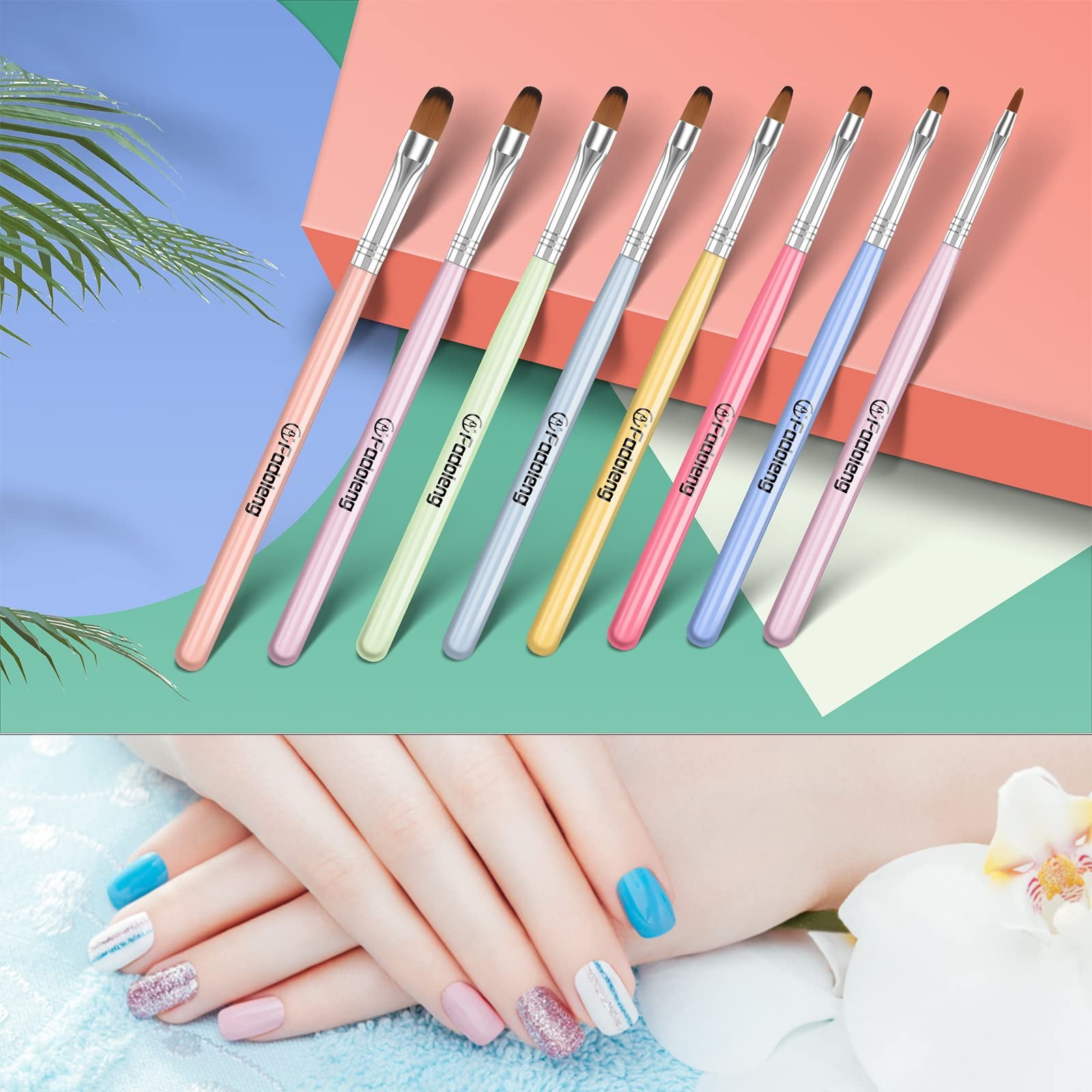 3D Acrylic Nail Brush Set Kolinsky Nail Art Brushes Size #2#4 DIY Manicure