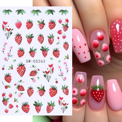 Fruit Nail Art Stickers Decals 3D Summer Nail Stickers 6PCS Lemon style8