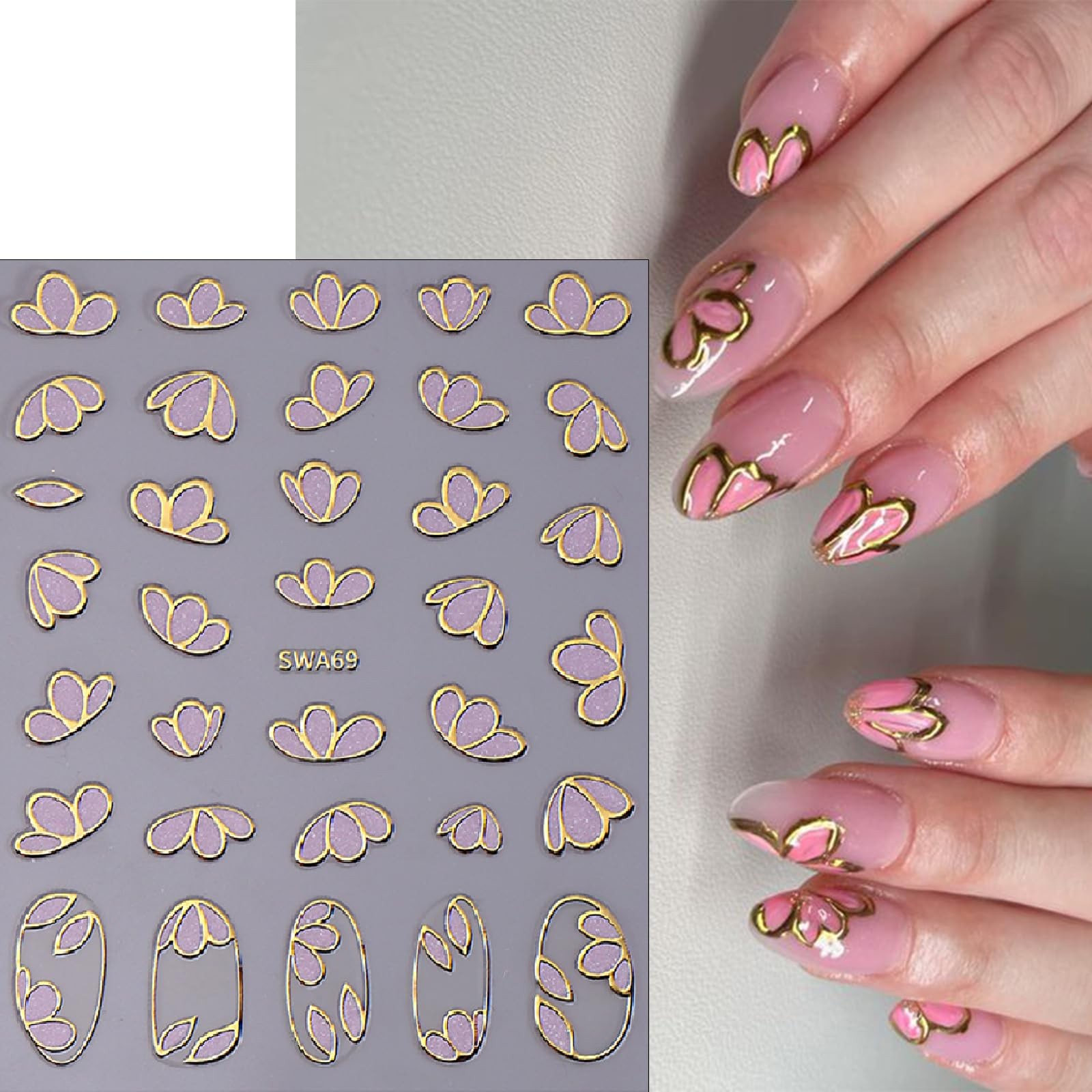 5 Sheets Nail Decals Flowers Petal Nail Art Stickers Spring Gilding Cherry Bl…