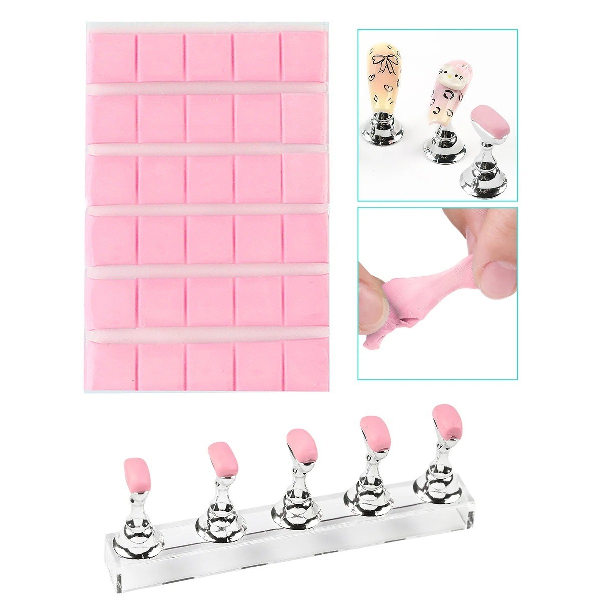 Nail Art Display Clay False Nail Tips Sticky Base Reusable Body Health Manicure
