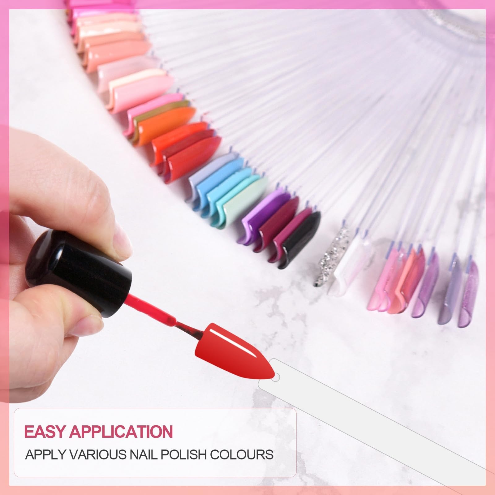 siyuwuro 150Pcs Nail Swatch Sticks with Ring Clear Nail Polish Tips Fan Shape…
