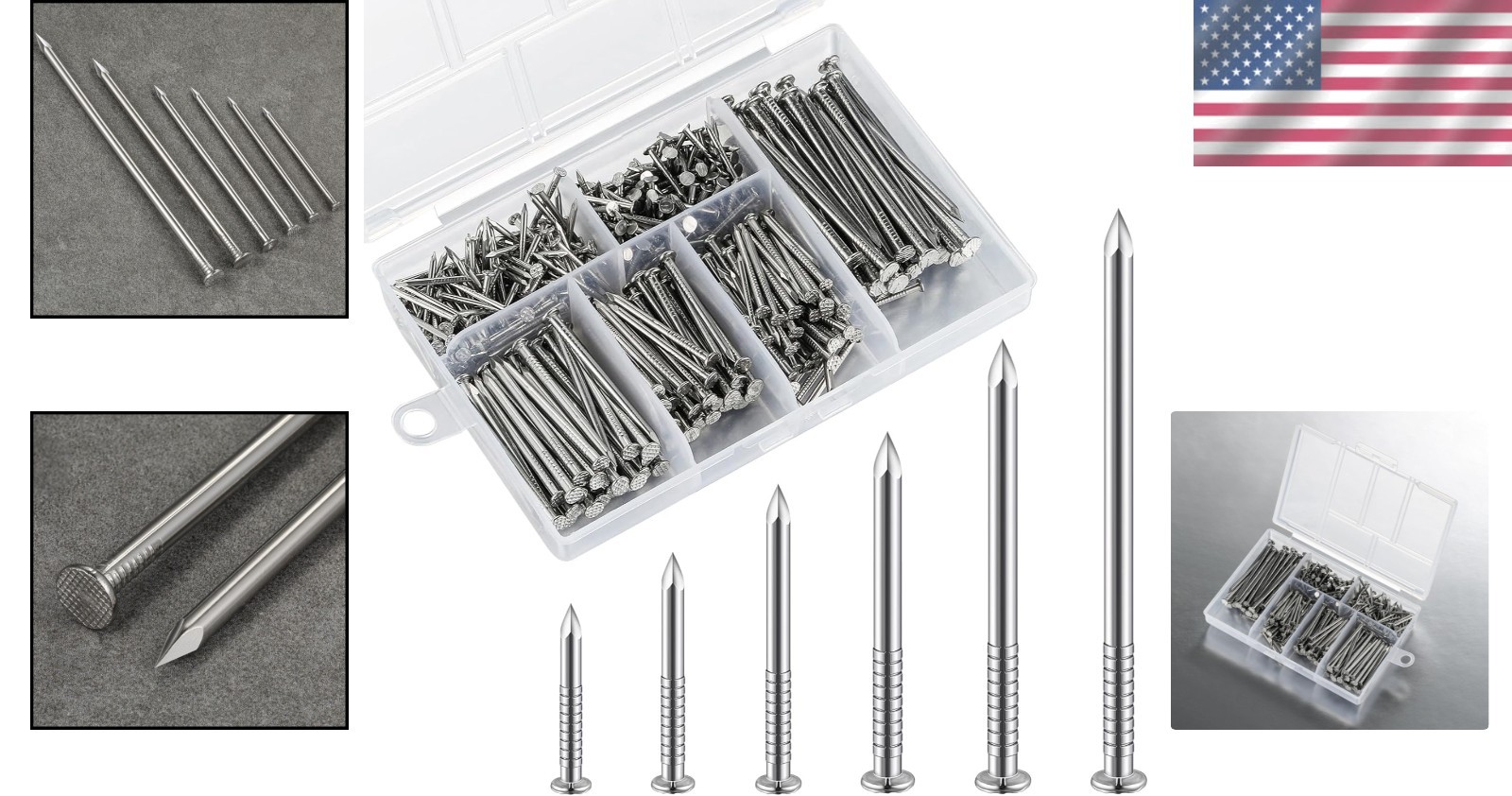 Rust-Resistant 430-Piece Stainless Steel Nails Kit: Perfect for Home and Garden