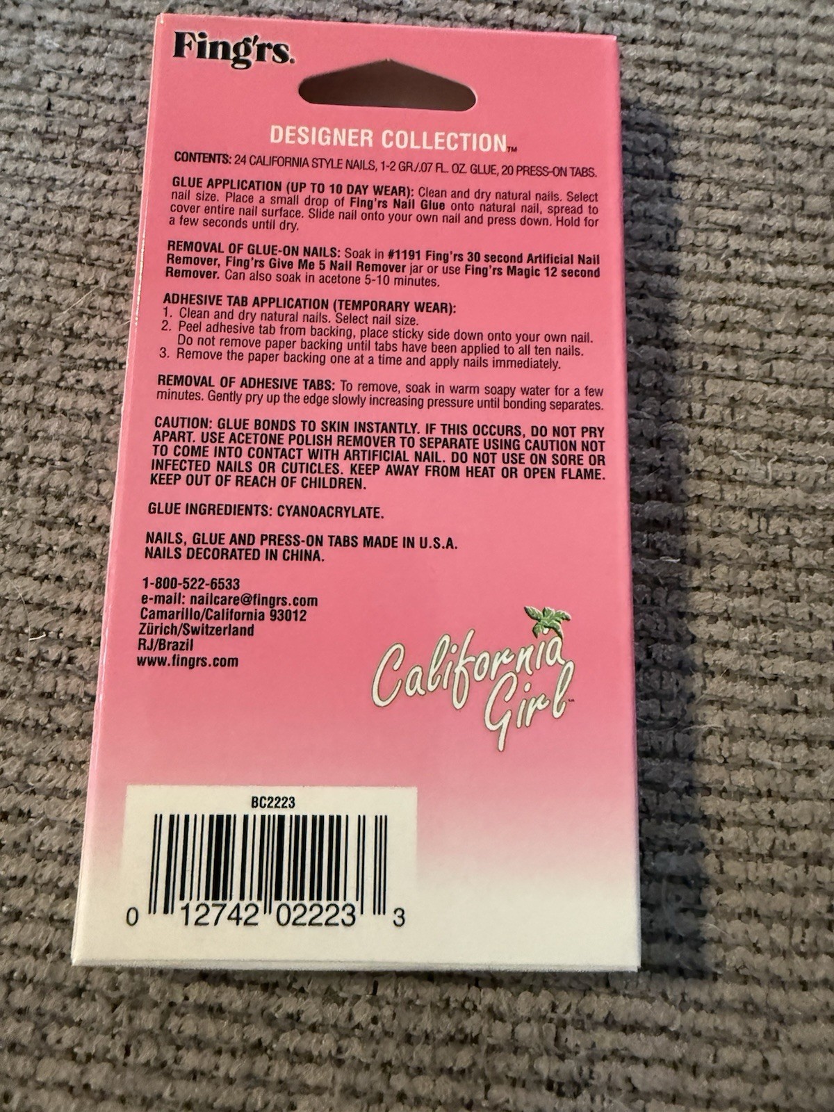 Lot of 2 Fing’rs California Girl Press On Nails 2223-Hollywood And Vine