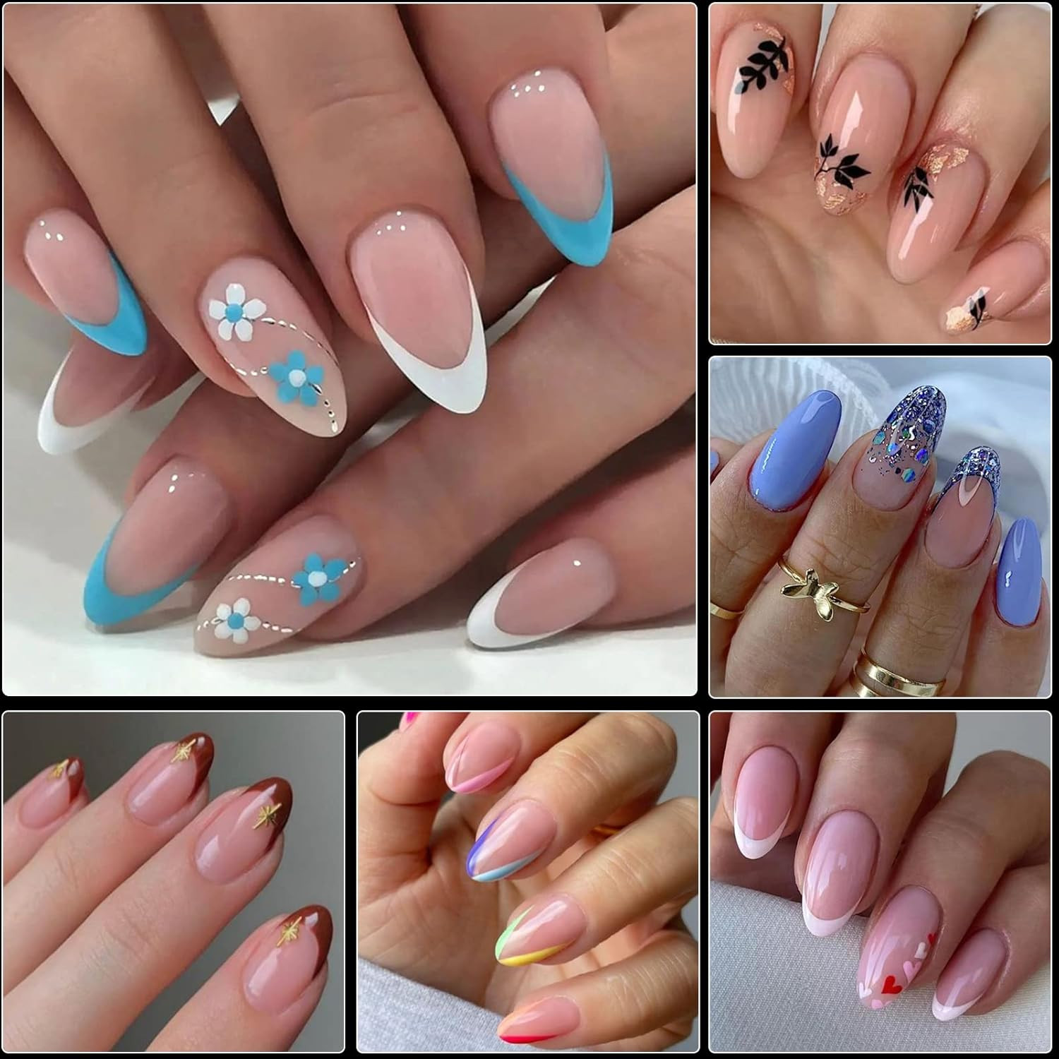 Loveourhome 600Pc Short Almond Gel Nail Tips Full Cover Clear Fake Nails XS Stil