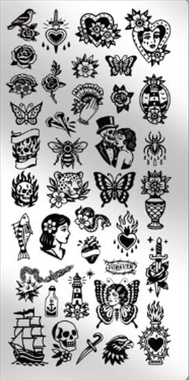 Nail Stamping Plate – American Traditional Tattoo Style Images – RXT-04 – new