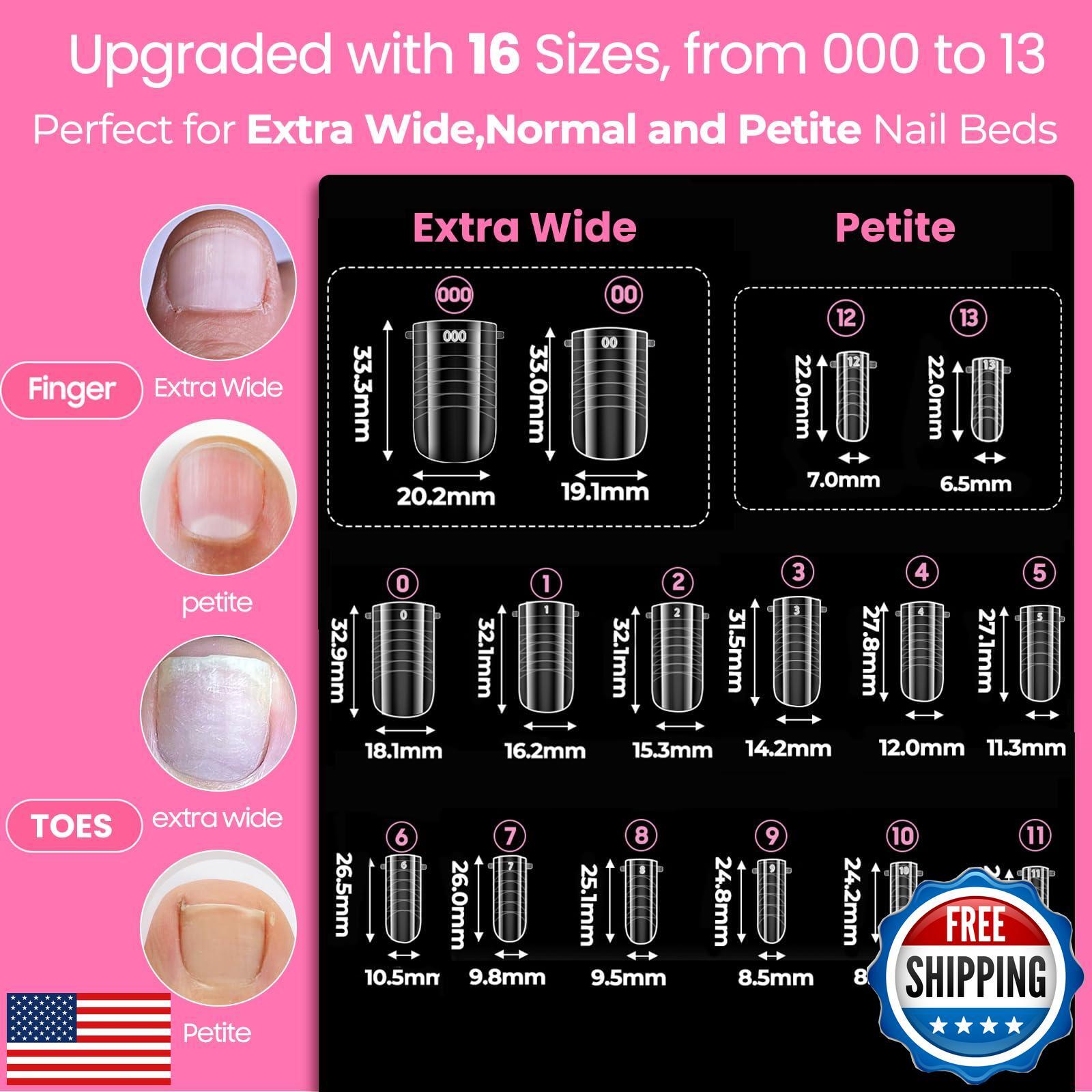 Straight Polygel Dual Nail Forms for Finger and Toes,GlimightyX Wide Larger F