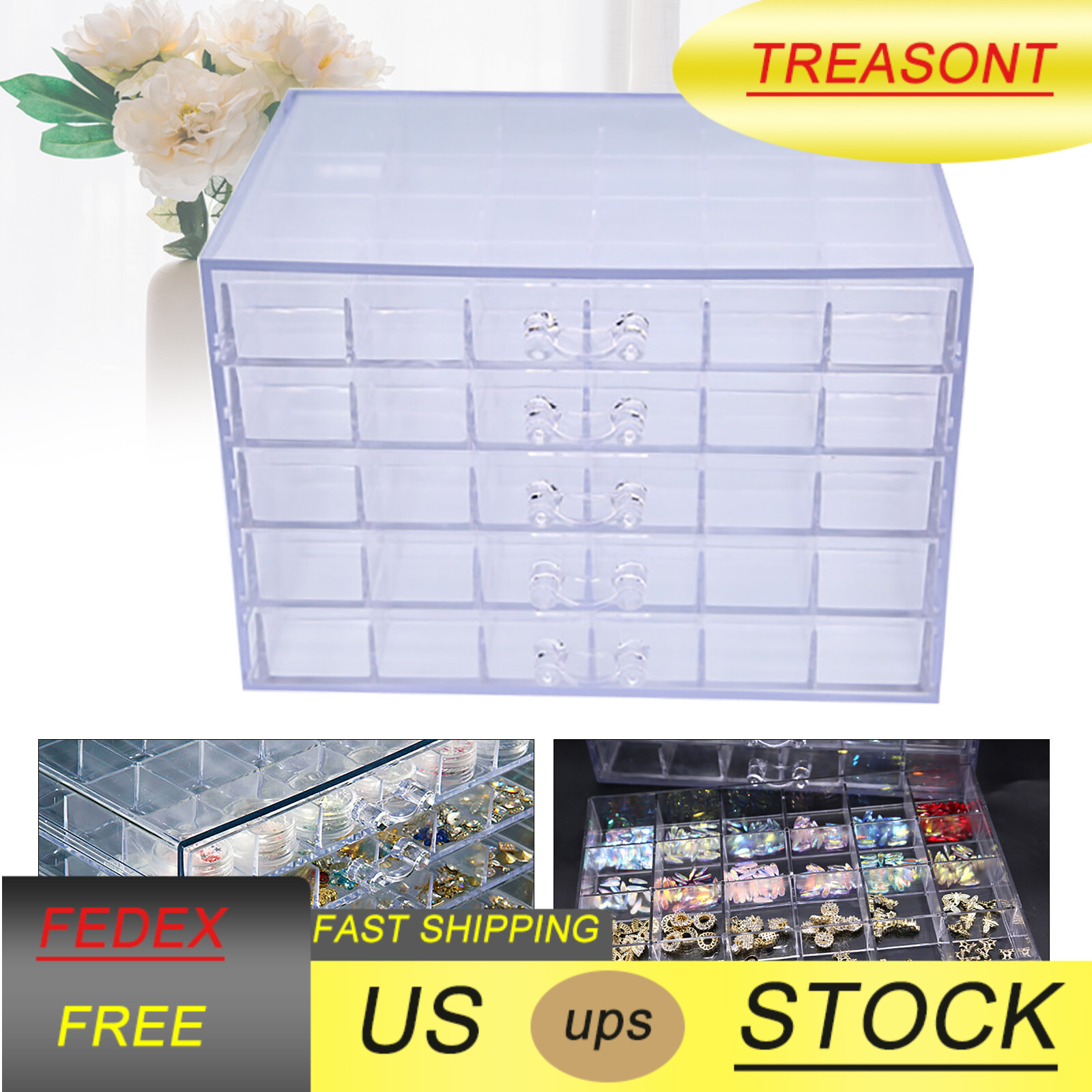 120 Grids Clear Nail Art False Nails Empty Storage Case Fake Nails Container