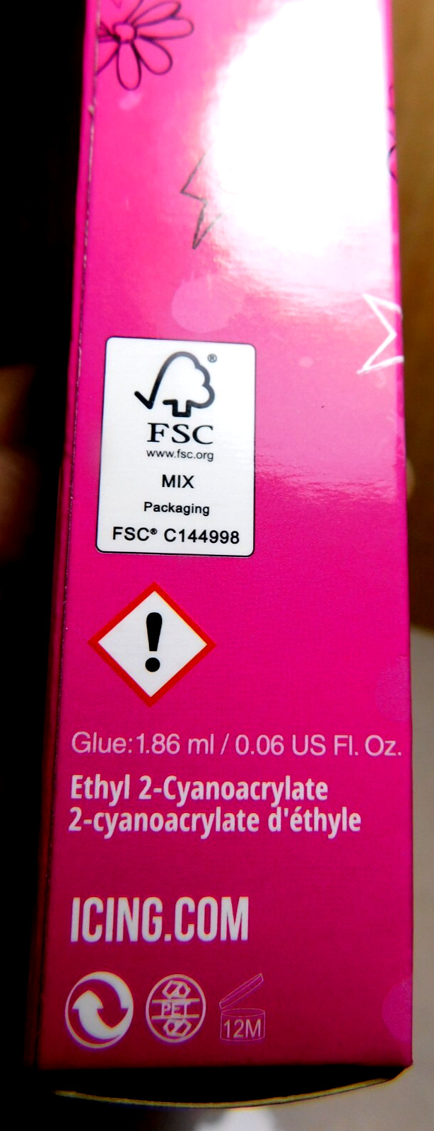 CBI Distributing Corp~Icing 24 Faux Nails Vegan BH.AN Pink & White Hearts&Flames
