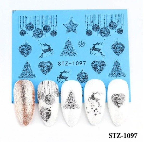 Christmas Nail Art Water Decals: Santa, Snowman, Reindeer(Group 1)