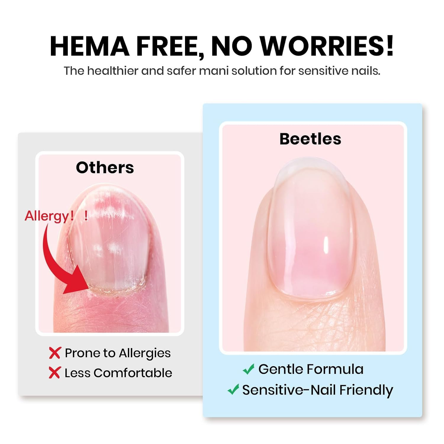 Beetles 2Pcs 15Ml Hema-Free Nail Glue Gel for Acrylic Nail Tips & Clear Press on