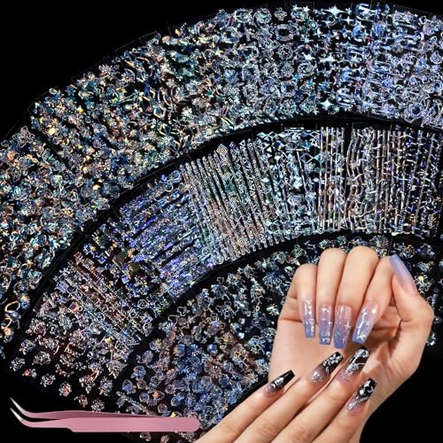 50 Sheets Aurora Nail Stickers for Nail Art, Aurora Classic Design/Aurora Line