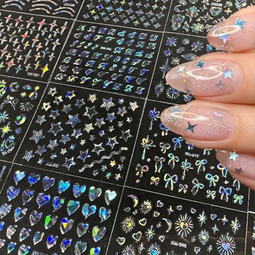 30 Sheets Aurora Nail Art Stickers Bohemian Holographic Nail Stickers Style-14