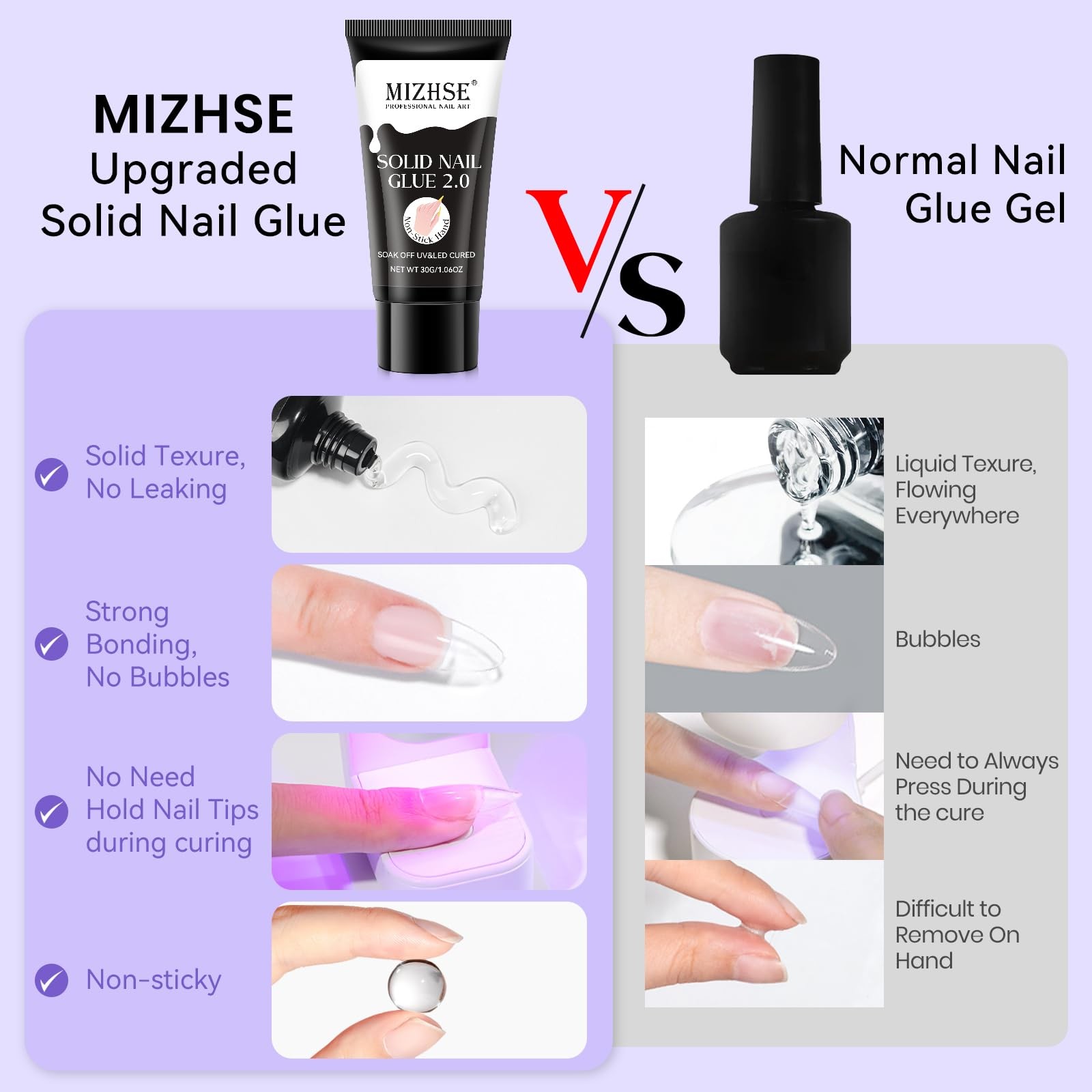 Solid Nail Glue, 30g Solid Nail Gel for Press on Nails, Super Strong Nail Gel…