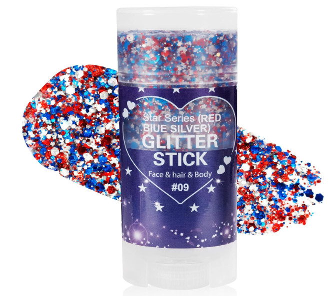 Patriotic Red White and Blue Body Glitter Stick,4Th of July Accessories,Sparklin