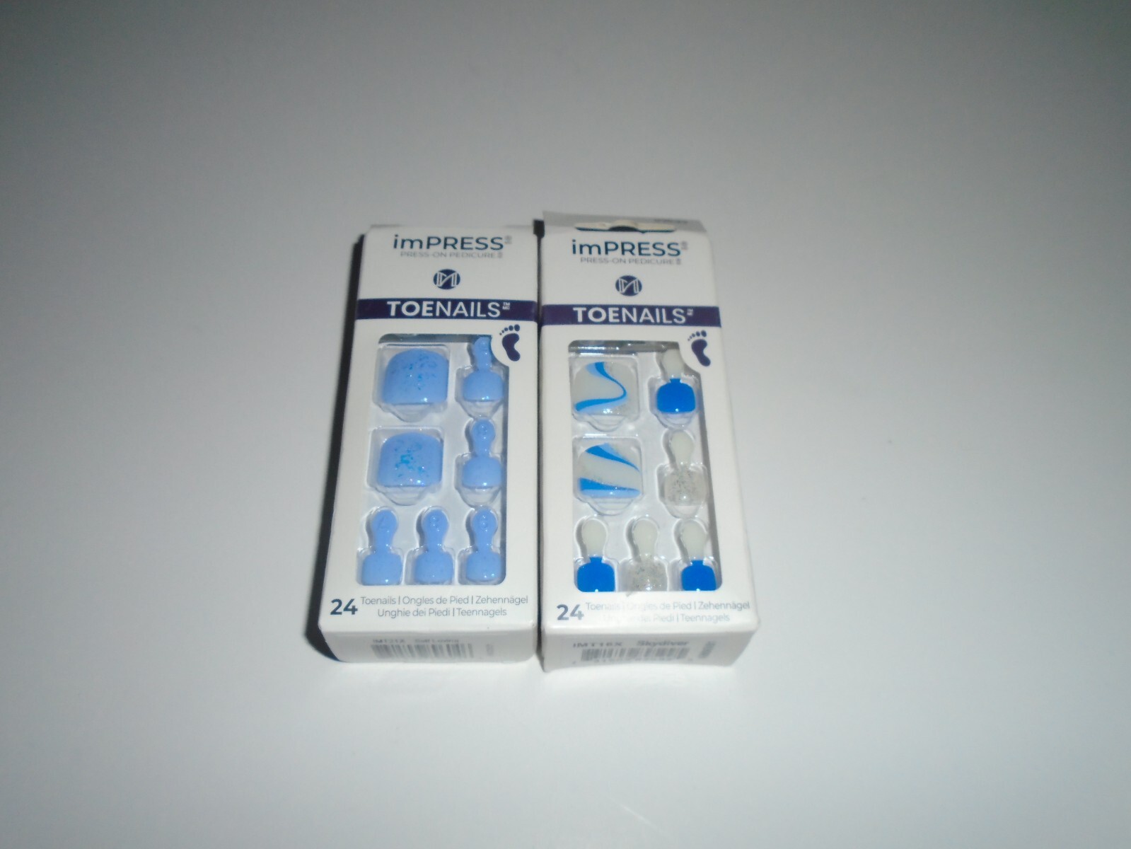 imPress Press-On Pedicure 24 Toenails Self Loving & Skydiver 2 Boxes New