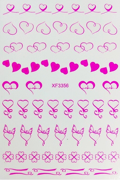 12 Sheets Nail Art 3D Decal Stickers heart with cardiogram bow clover XF335 NH21