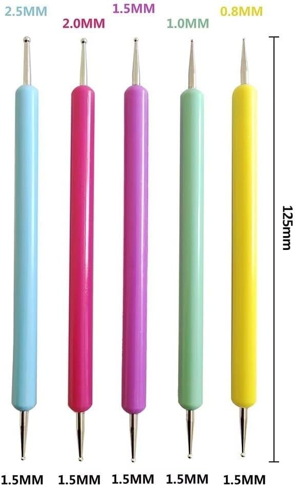 Nail Art Mastery: 5-Piece Dotting Pen Set with 10 Durable Tips for All Levels
