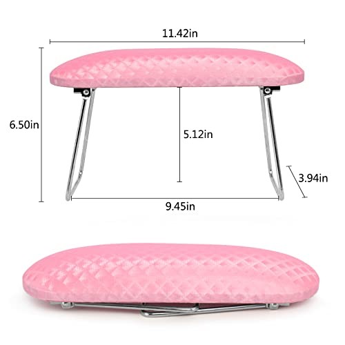 Arm Rest for Nails Tech, Professional Microfiber Leather Nail Hand Rest Pink