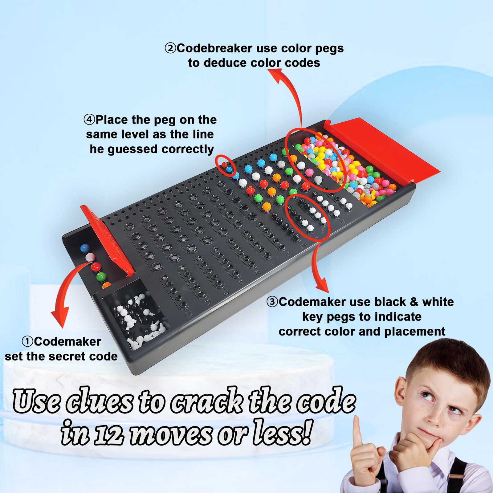 KIDAMI Code Breaker, Classic Codebreaking 6.4 x 14.2 x 0.1 inches, Black
