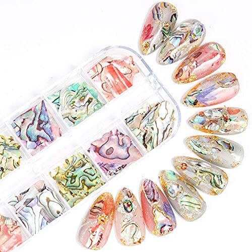 Abalone Seashell Slices, 3D Nail Art Glitter Sequins Irregular Thin Flakes