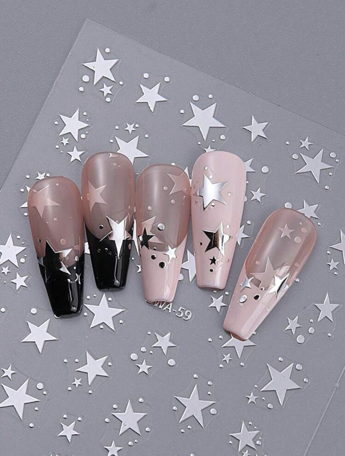 Metallic Stars Nail Art Stickers Decal Transfers Gold Silver Shooting Star SWA59