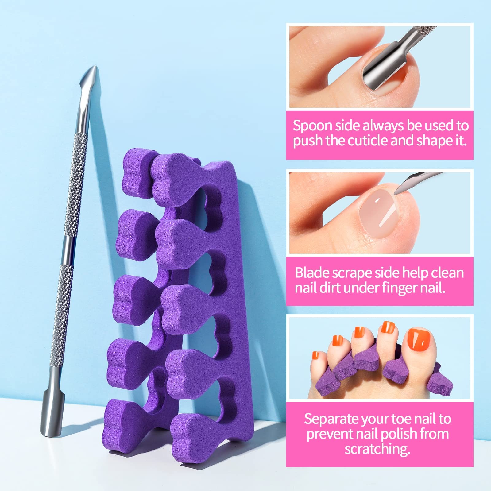 Teenitor Press On Toenail Tips with Glue, Clear 0 Fl Oz (Pack of 120),