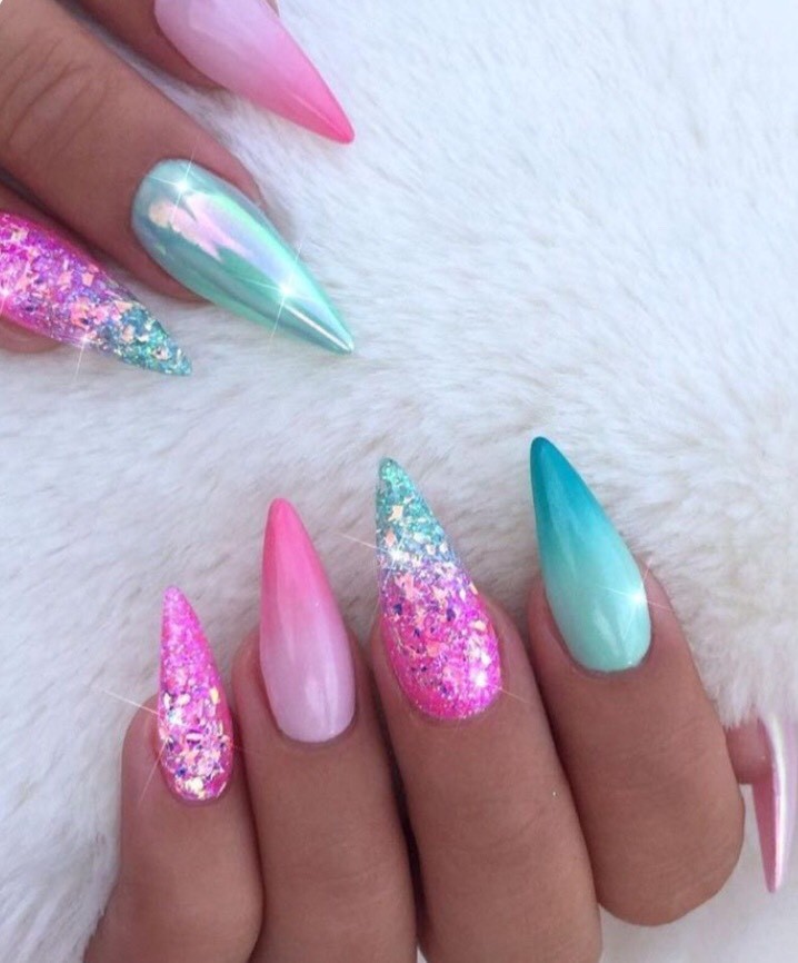Pixel unicorn aurora effect powder NAIL ART GLITTER AB Mermaid Diamond mix DT-H