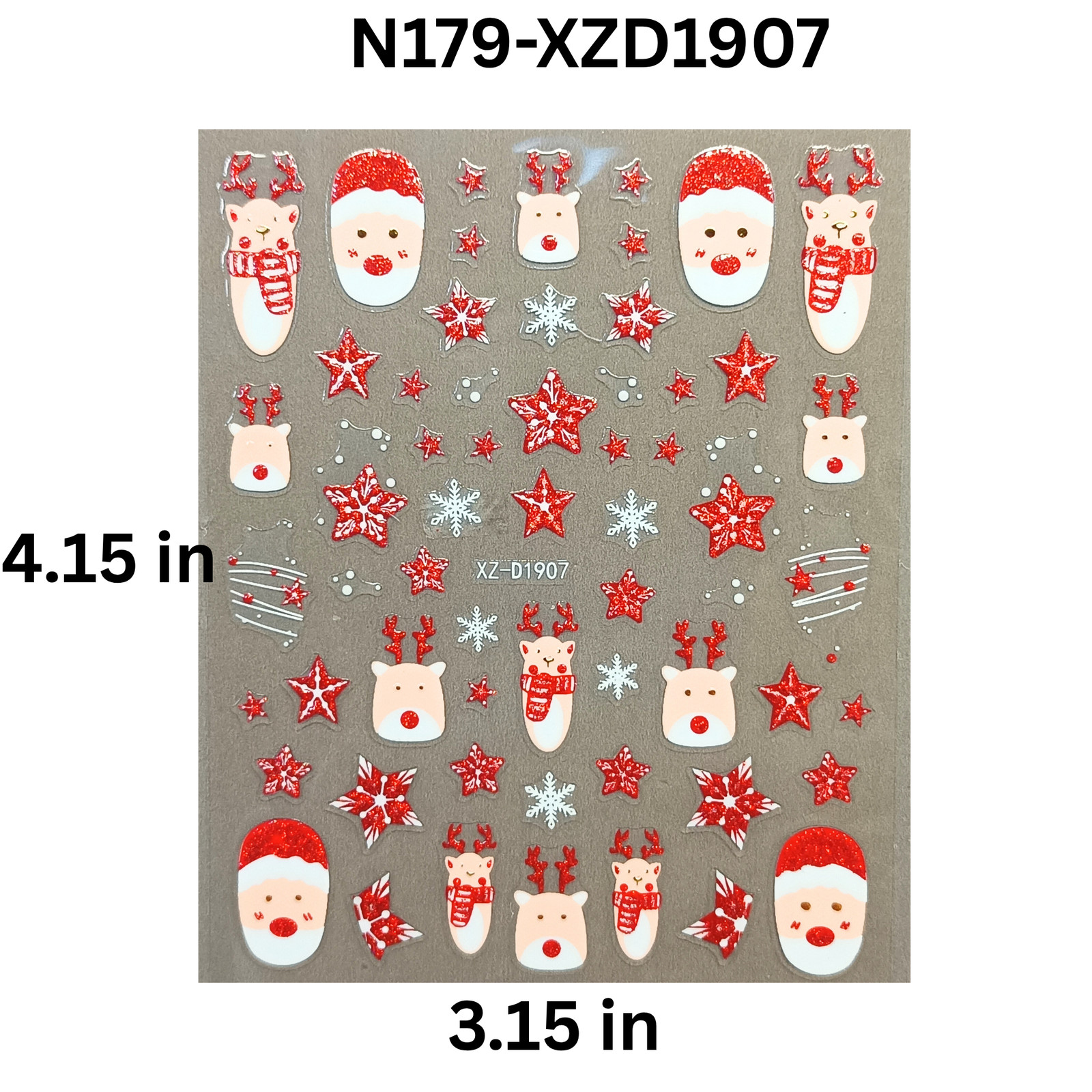 Christmas Reindeer 3D Nail Stickers – Cute Holiday Nail Art