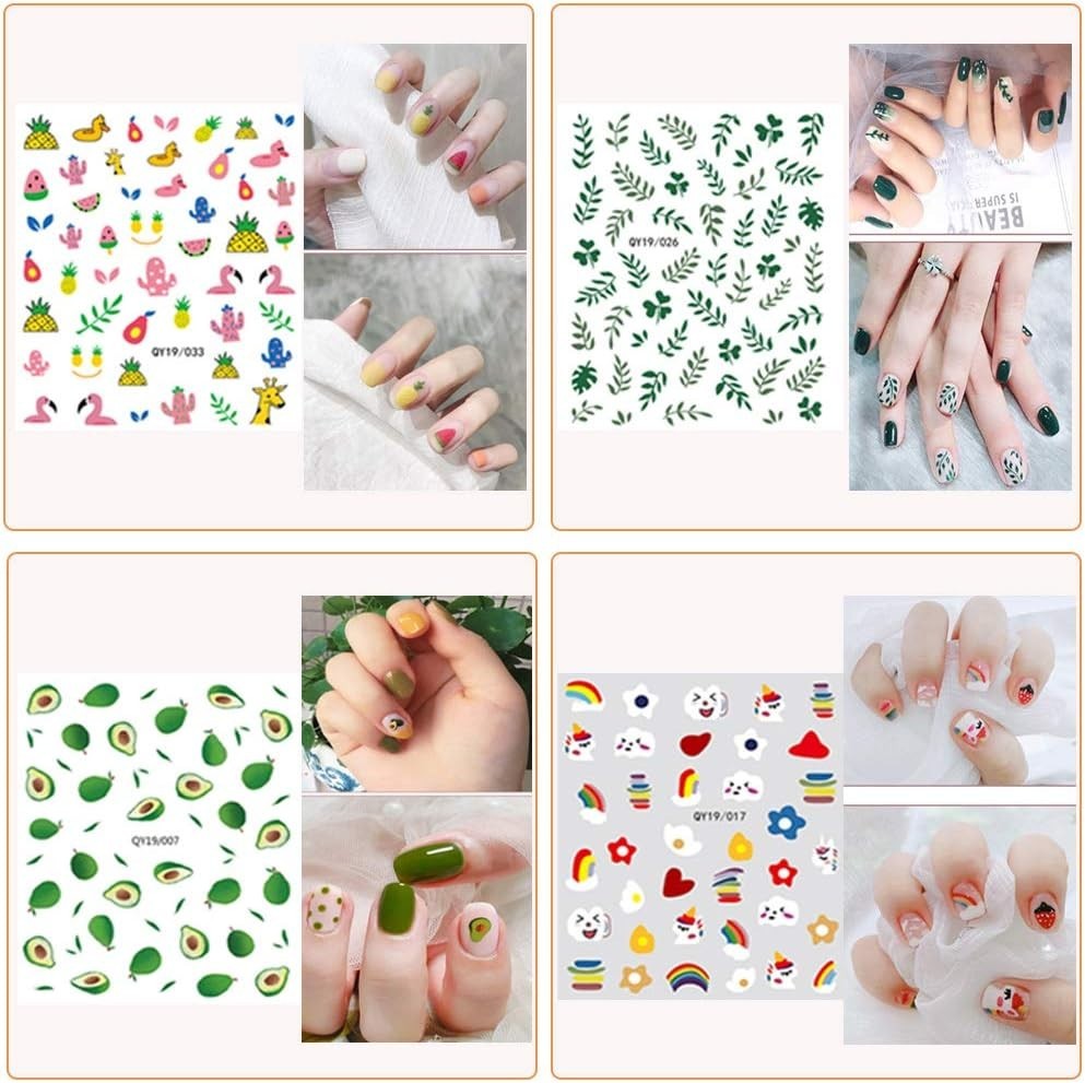 Nail Stickers for Women and Little Girls – 12 Sheets 3D Self-Adhesive DIY Nai…