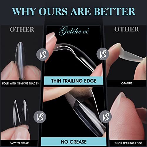 Soft Gel Full Cover Nail Tips Kit for Soak Off Nail B6- Medium Square