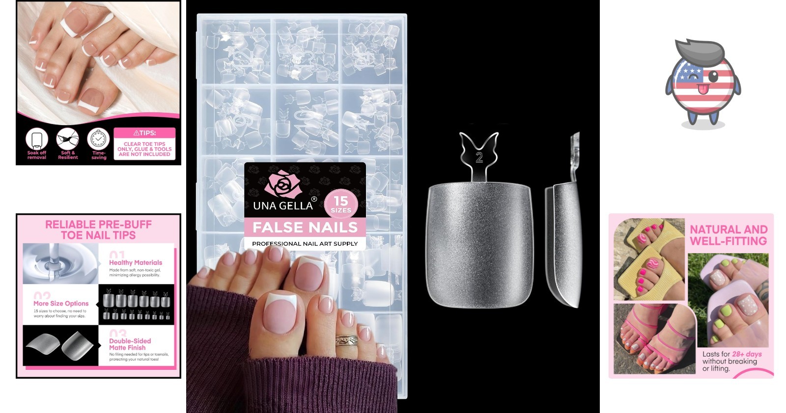 Double Matte Finish Square Toe Nail Tips – 15 Sizes of Soft Gel Perfection