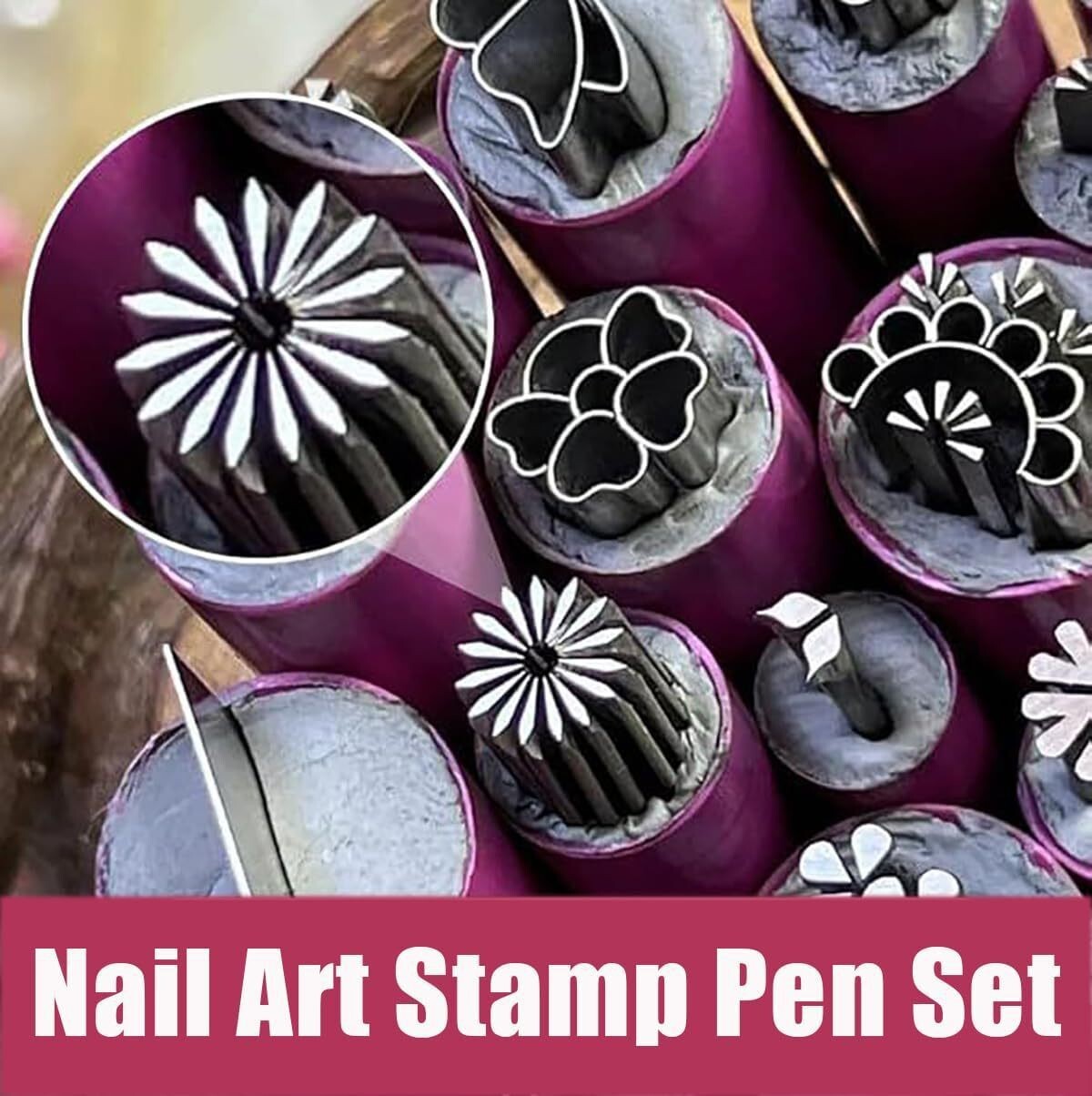 6Pcs Nail Art Stamp Pen Set DIY Dotting Tools Different for Girls & Women New