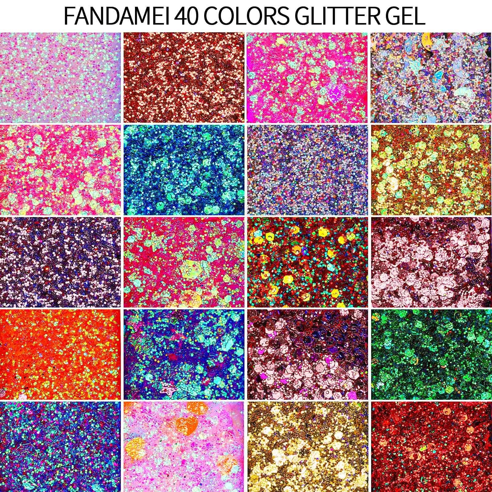 FANDAMEI 40 Colors Face Glitter, Paint Glitter Gel – 40 daylight colors