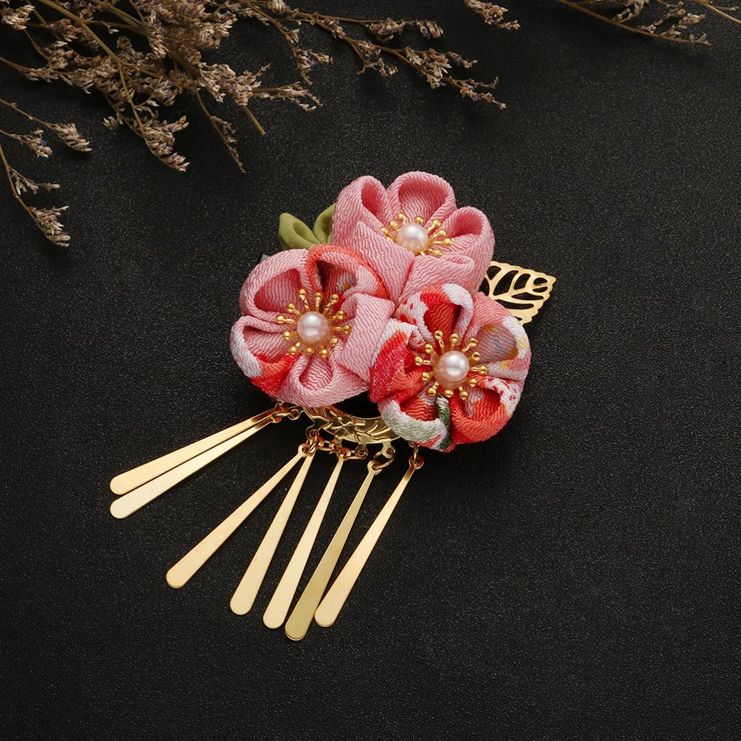 Lurrose Hair Clip, Japanese Kimono Flower Design, for Women Girls, Hair Acces…