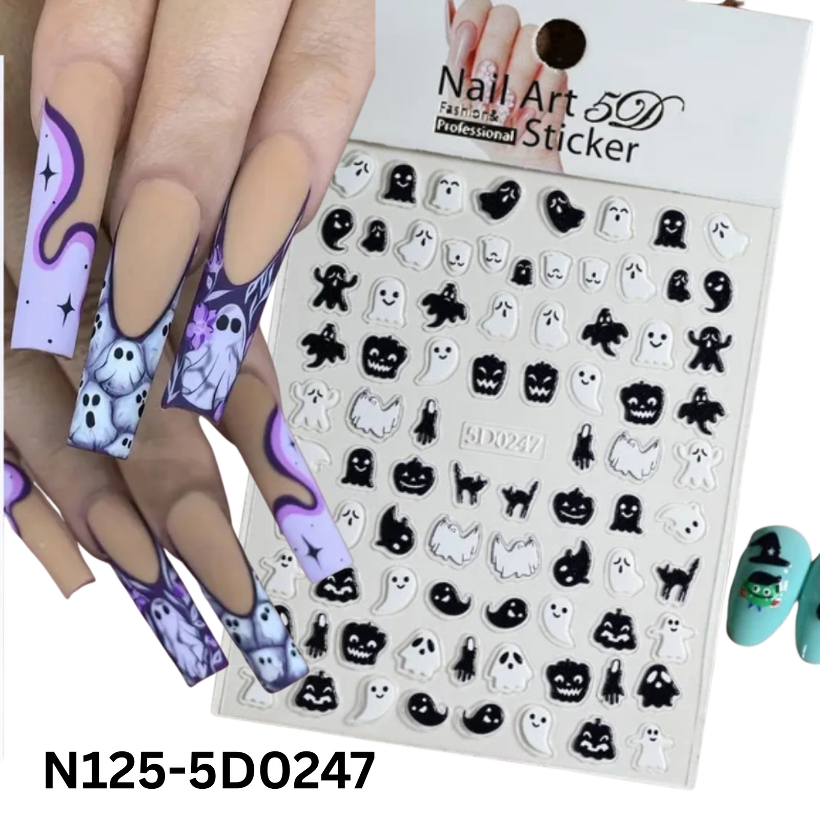 Halloween Spooky Nail Stickers 5D – Easy DIY Nail Art for Party & Cosplay