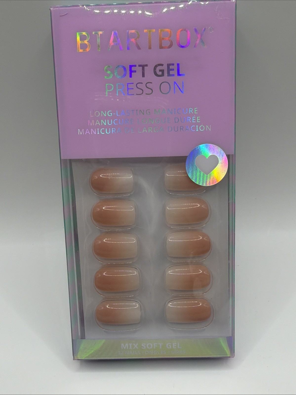 BTArtbox Soft Gel Press-On Nails Long Lasting Manicure Mix Soft Gel, 32 Nails K￼